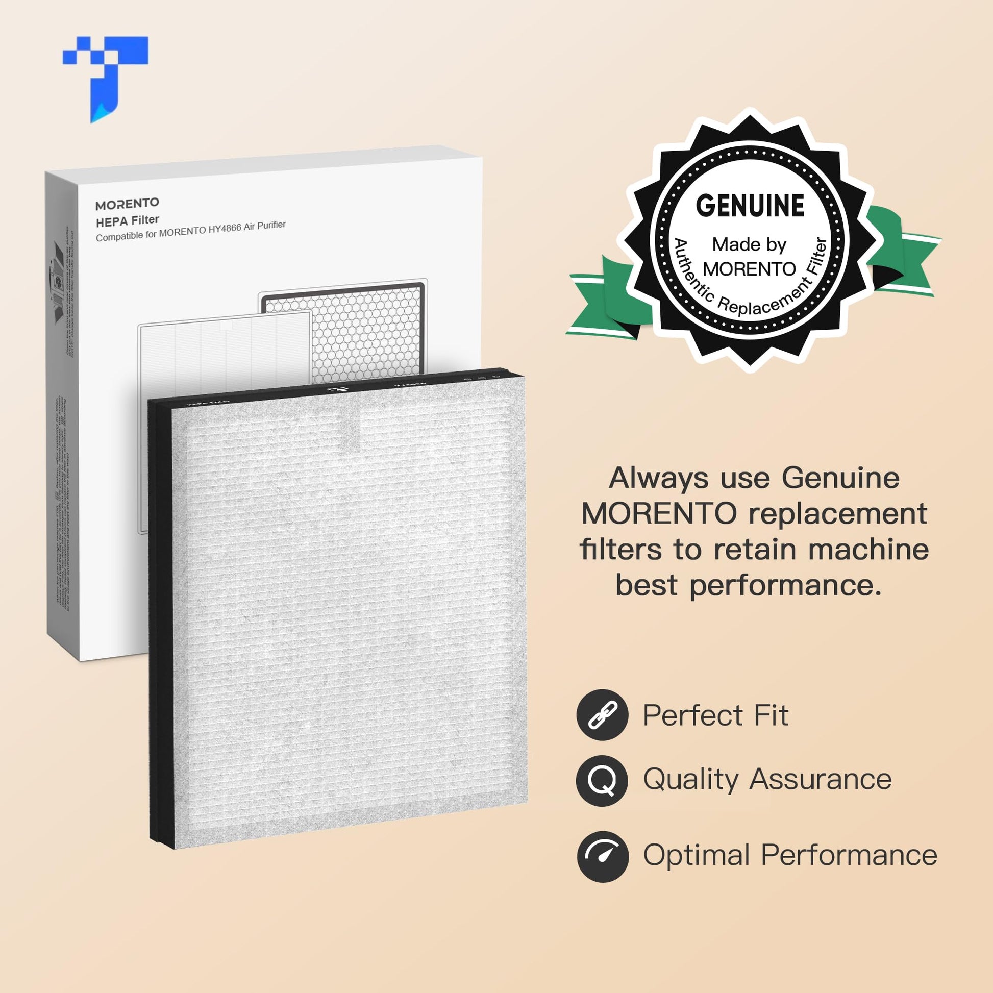 MORENTO 2 Pack HY4866 Genuine Air Purifier Replacement Filter for HY4866 Air Purifier, Enhanced Version - Available at All In One Marketplace Canada
