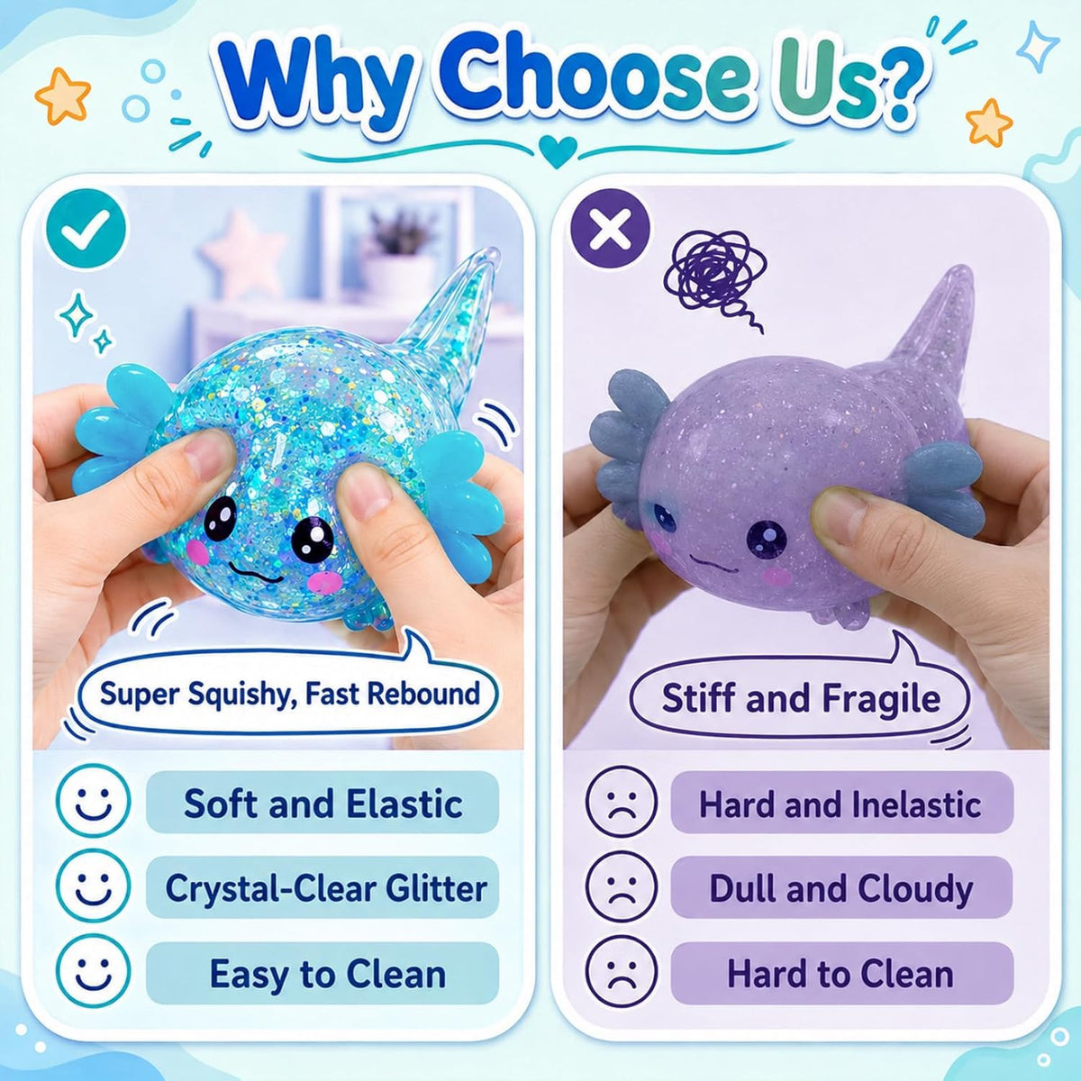 4PCS Axolotls Squishy Fidget Stress Ball,Cute Squishies Axolotls Toy,Fidget Toys for Kids Youth Adult, Gift for Party Birthday Christmas 🍁 All In One Marketplace Canada