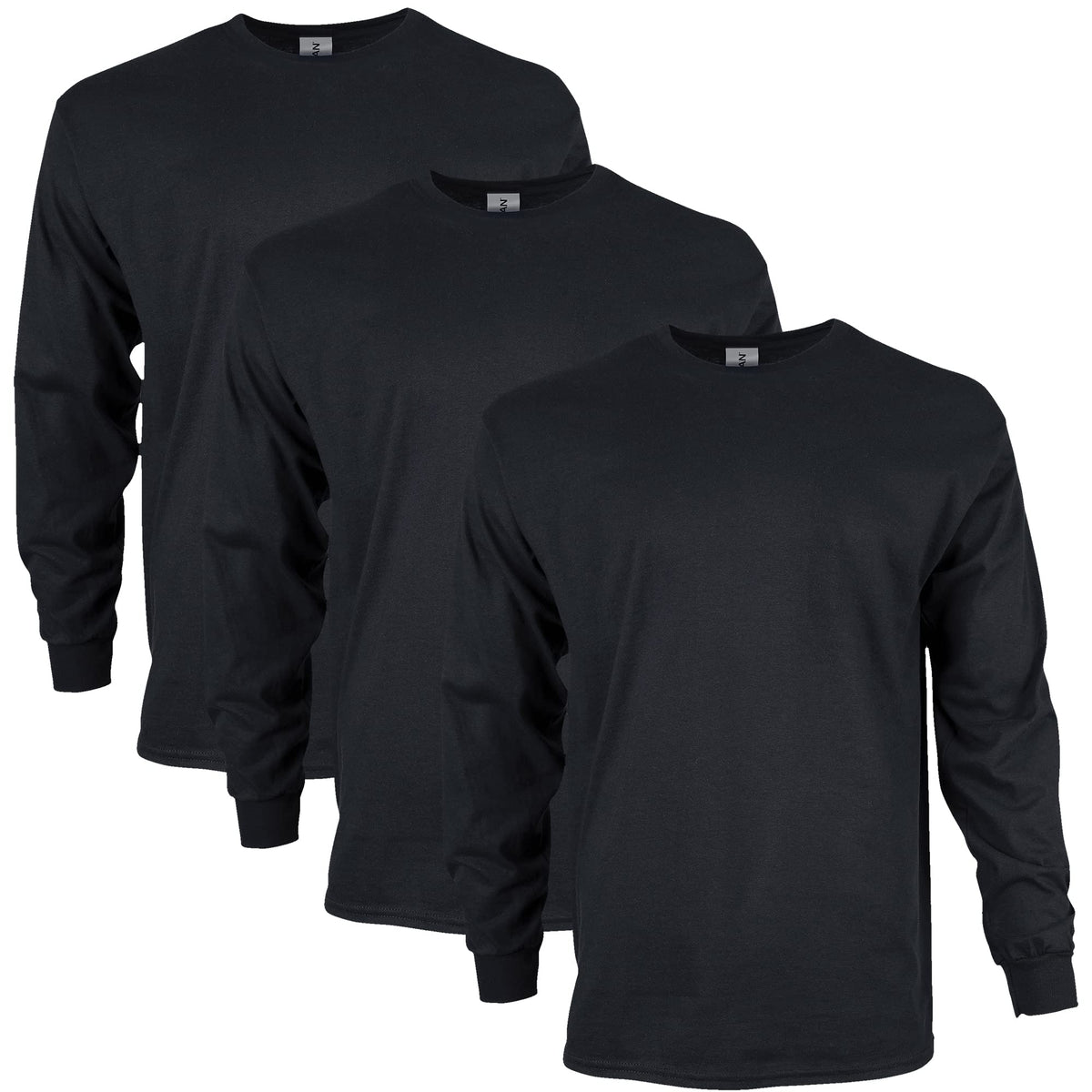 Gildan Men's Ultra Cotton Long Sleeve T-Shirt, Style G2400, Multipack, Black (3-Pack), Medium