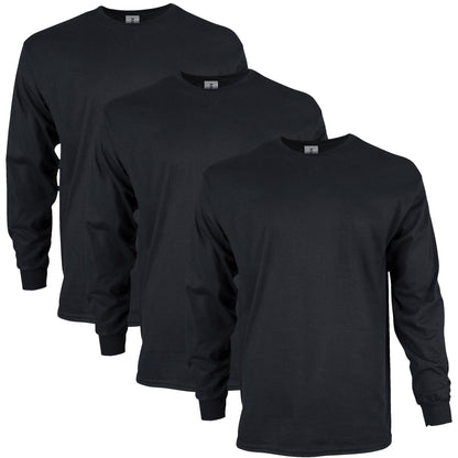 Gildan Men's Ultra Cotton Long Sleeve T-Shirt, Style G2400, Multipack, Black (3-Pack), Medium