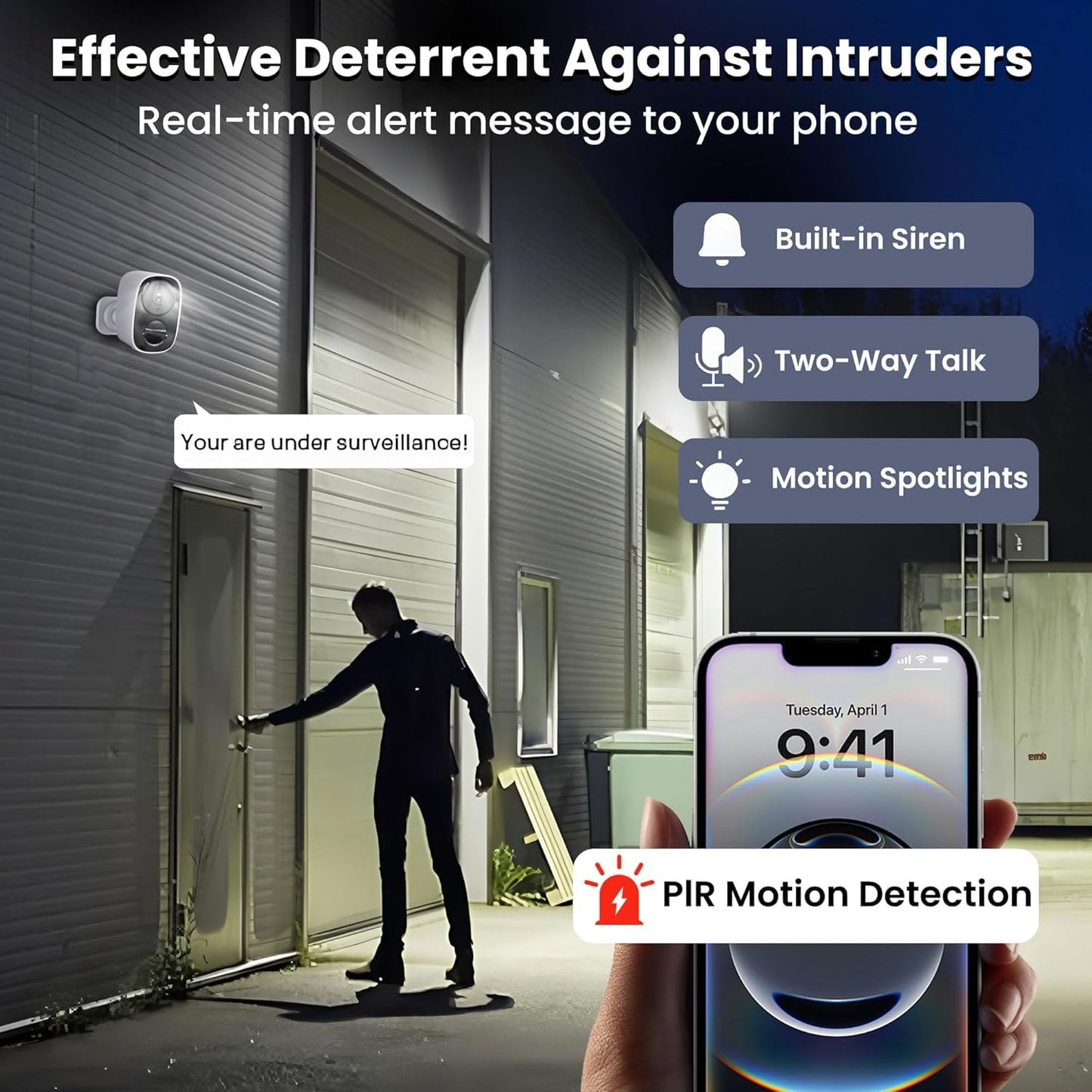 Wireless Security Camera 2Pack- Outdoor WiFi Security Cameras, Color Night Vision, AI/PIR Detection, 2-Way Talk, Cloud/SD, Weatherproof, Battery Powered Outdoor Cameras for Home Security Outside