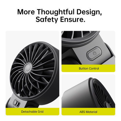 JISULIFE Handheld Fan Life7 – Ultimate Flexibility: High-Power Motor, LED Display, 5000mAh Rechargeable, 5-Speed, Foldable Design, 3-IN-1 Portable Hand/Desk/Neck Fan for Travel, Gift for Women (Black) - Available at All In One Marketplace Canada