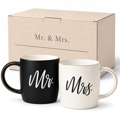 Triple Gifffted Mr and Mrs Coffee Mugs Couples Gift Set, 380 ml Ceramic 🍁 All In One Marketplace Canada