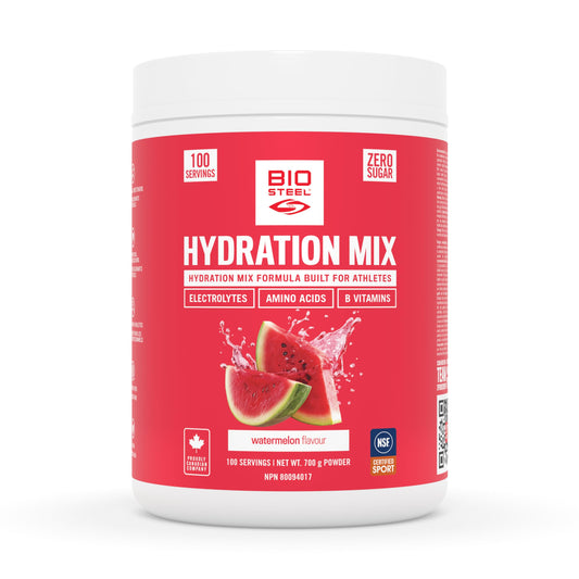 BioSteel Electrolyte Hydration Mix Powder, Zero Sugar, No Artificial Flavours, Watermelon, 100 Serving Container
