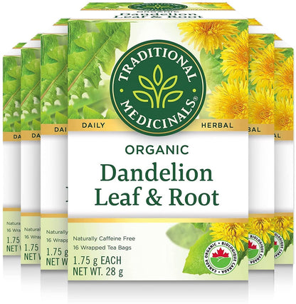 Traditional Medicinals - Tisane biologique de feuilles et racines de pissenlit (Lot de 6) - 96 sachets de thé au total