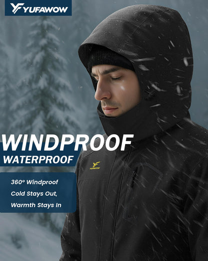 Men Winter Jacket Work Coat Waterproof Windbreaker Insulated Heavy Softshell Heat Warm Thermal Clothes Ski Snow Snowboard Snowmobile Casual Outdoor Cold Weather Safety Security Construction 🍁 All In One Marketplace Canada