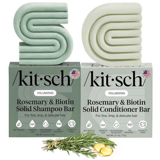 Kitsch Rosemary & Biotin Shampoo and Conditioner Set for Hair Growth - Strengthening, Thickening & Volumizing Shampoo and Conditioner Bar - Paraben, Sulfate & Silicone Free - 2 pack - Available at All In One Marketplace Canada
