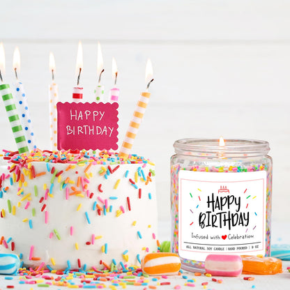 Homsolver Happy Birthday Candles Gifts for Women - Vanilla Birthday Cake Scent with Sprinkles Birthday Gifts for Women - Birthday Candles for Women, Happy Birthday Aromatherapy Candles Handmade 🍁 All In One Marketplace Canada