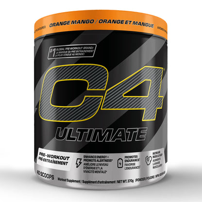 Cellucor C4 Ultimate Pre Workout Powder - Sugar Free Preworkout Energy with 300mg Caffeine and Creatine for Men & Women - Orange Mango, 20 Servings Cellucor