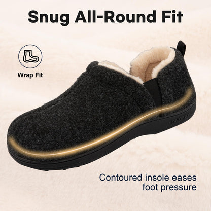 LongBay Men's Cozy Memory Foam Winter Slippers Comfy Warm House Shoes with Elastic Dual Gores for Indoor Outdoor(Medium / 9-10, Solid Dark Gray) 🍁 All In One Marketplace Canada