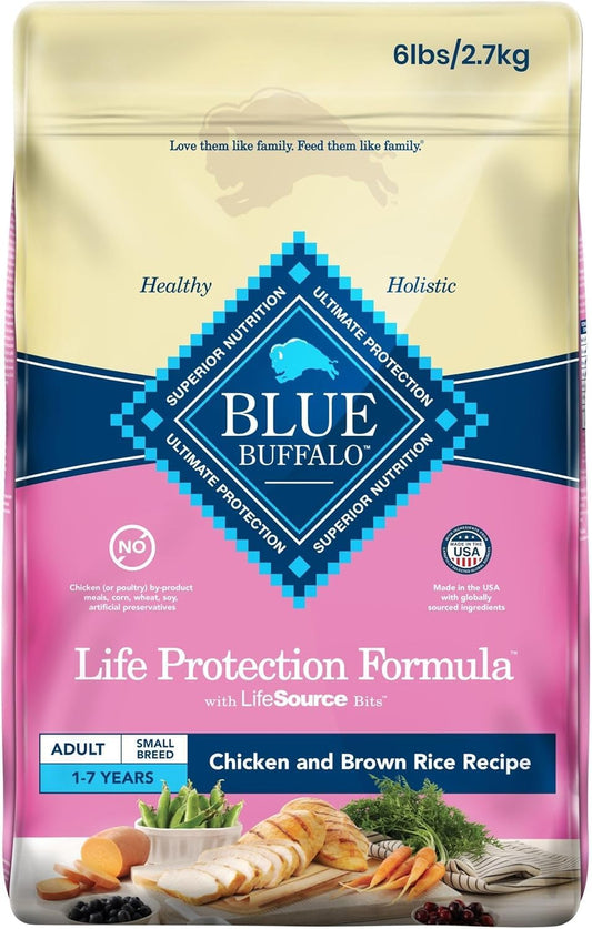 Blue Buffalo Life Protection Formula Small Breed Dog Food Natural Dry Dog Food for Adult Dog Chicken and Brown Rice 6 lb. Bag Small Bag