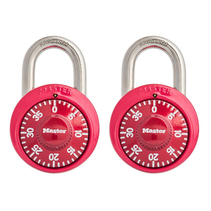 Master Lock 1530T Combination Padlock, Bright Metallic, 2-Pack