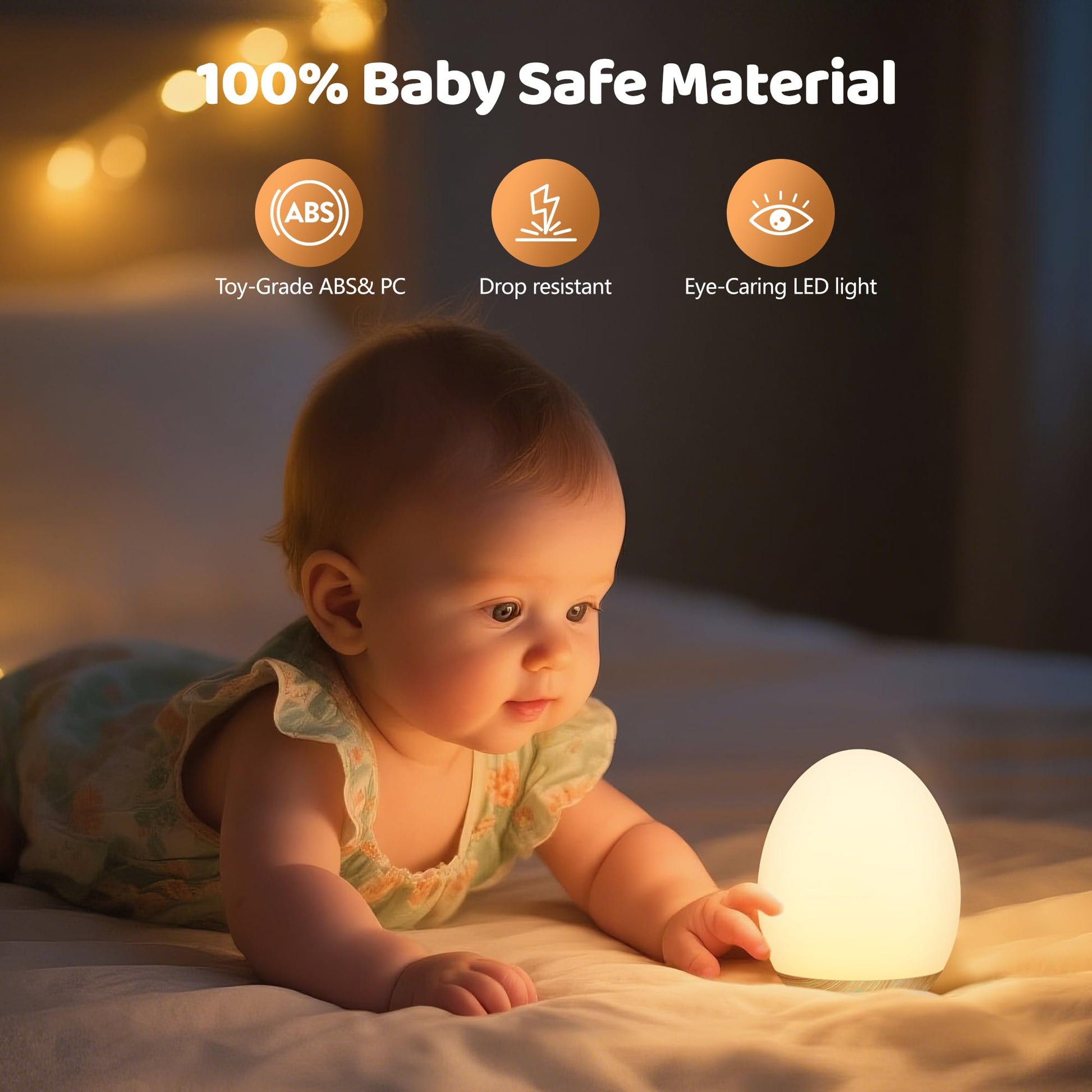 Night Lights for Kids, MediAcous Baby Night Light with 7 Colors Changing & Dimming Function, Rechargeable Kids Night Light with 1 Hour Timer & Touch Control, Up to 100H, Wood Grain