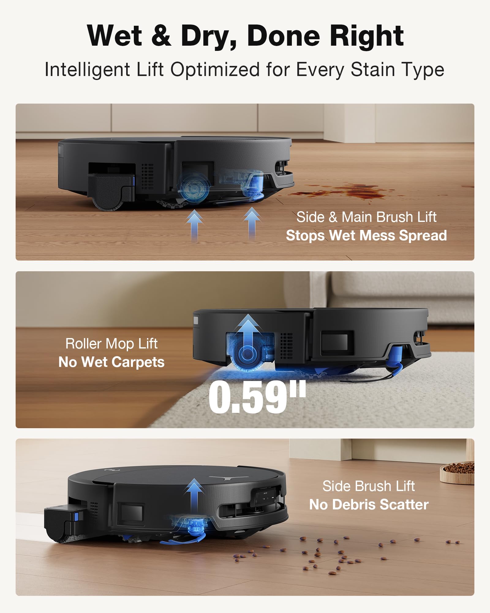 ECOVACS DEEBOT T90 PRO OMNI Robot Vacuum and Mop, 30,000Pa Suction, Instant Self-Cleaning OZMO Roller Mop, TruEdge Deep Edge Cleaning, ZeroTangle, Hot Water Wash & 145°F Air Dry, AI Obstacle Avoidance - Available at All In One Marketplace Canada