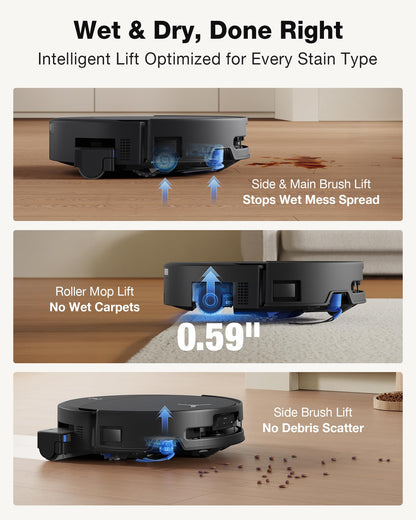 ECOVACS DEEBOT T90 PRO OMNI Robot Vacuum and Mop, 30,000Pa Suction, Instant Self-Cleaning OZMO Roller Mop, TruEdge Deep Edge Cleaning, ZeroTangle, Hot Water Wash & 145°F Air Dry, AI Obstacle Avoidance - Available at All In One Marketplace Canada