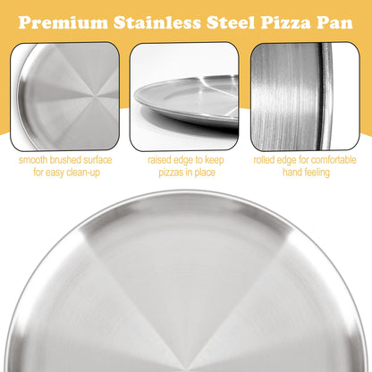 12 Inch Pizza Pan for Oven Set of 2, Non-Stick Stainless Steel Pizza Pan 🍁 All In One Marketplace Canada