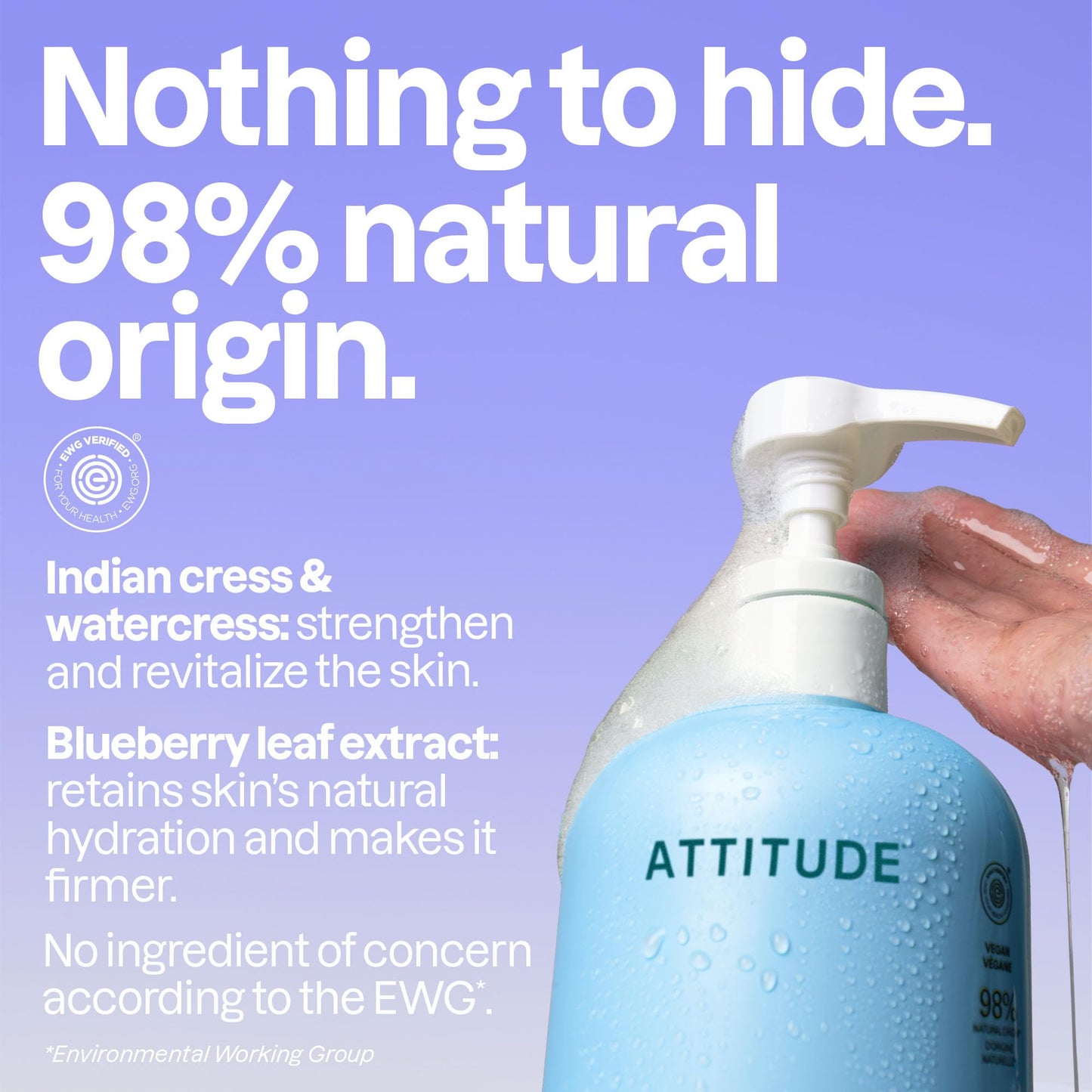 ATTITUDE Body Wash, Made in Canada, EWG Verified Shower Gel, Dermatologically Tested, Plant and Mineral-Based, Vegan Personal Care Products, Unscented, 946 mL