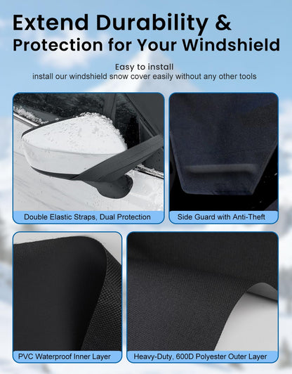 Windshield Cover for Ice and Snow,600D Oxford Fabric, Car Front Windshield Snow Cover,Fits Most Cars and SUVs, Pickup,Windshield Cover for Winter,69 x 42 Inches 🍁 All In One Marketplace Canada