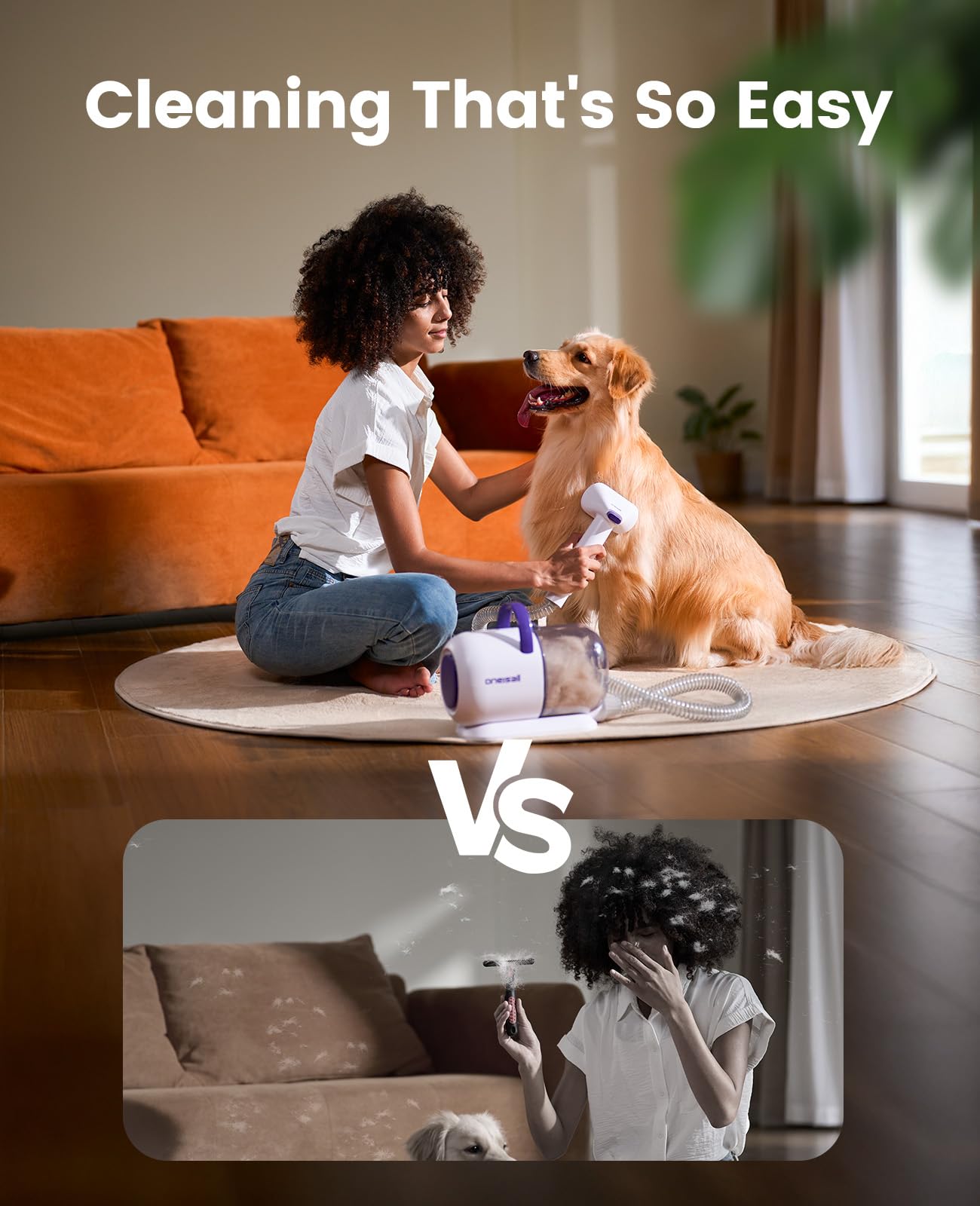 oneisall Dog Grooming Vacuum Kit: 15000Pa Shedding Brush with Grooming Tools, 3 Suction Low Noise, for Pet Thick and Undercoat, 1.5L Dust Cup, Dog Hair Vacuum, Home Cleaning, LM5 - Available at All In One Marketplace Canada