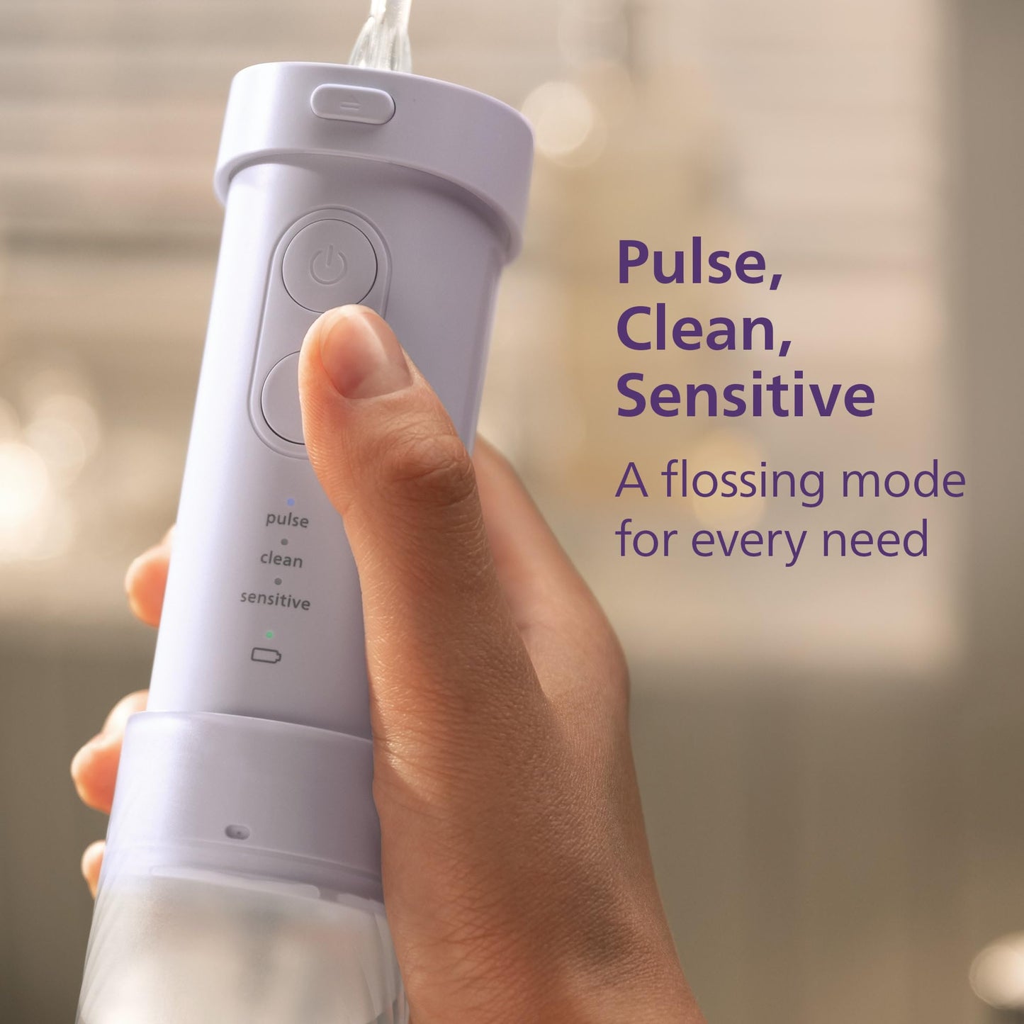 Philips Sonicare Compact Flosser 1000, Portable Water Flosser with 3 Flossing Modes, IPX7 Waterproof Oral Irrigator, Travel Friendly, Purple, Model HX3333/23 - Available at All In One Marketplace Canada