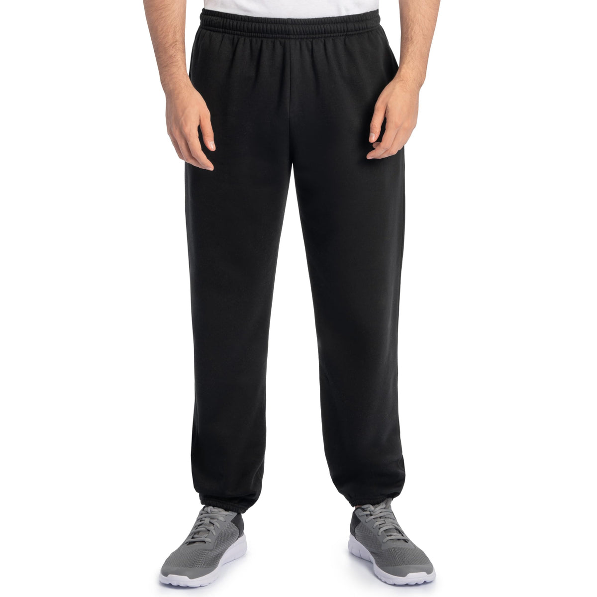 Fruit of the Loom Eversoft Fleece Elastic Bottom Sweatpants with Pockets, Relaxed Fit, Moisture Wicking, Breathable, Black, Medium