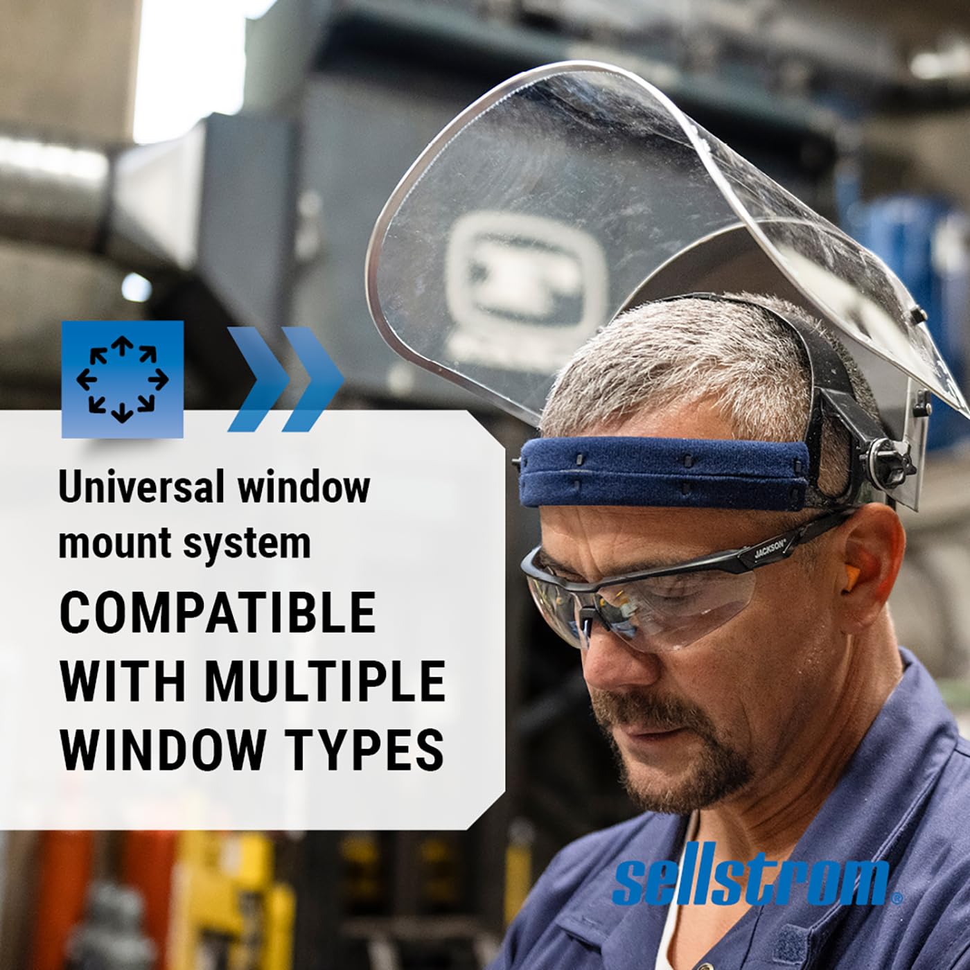 Sellstrom Advantage Face Shield - Lightweight, High Impact, Polycarbonate Window with Reinforced Aluminum Binding, Protective Crown & Adjustable Ratchet Headgear, for Grinding, Cutting - CSA Z94.3 - Available at All In One Marketplace Canada