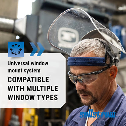Sellstrom Advantage Face Shield - Lightweight, High Impact, Polycarbonate Window with Reinforced Aluminum Binding, Protective Crown & Adjustable Ratchet Headgear, for Grinding, Cutting - CSA Z94.3 - Available at All In One Marketplace Canada