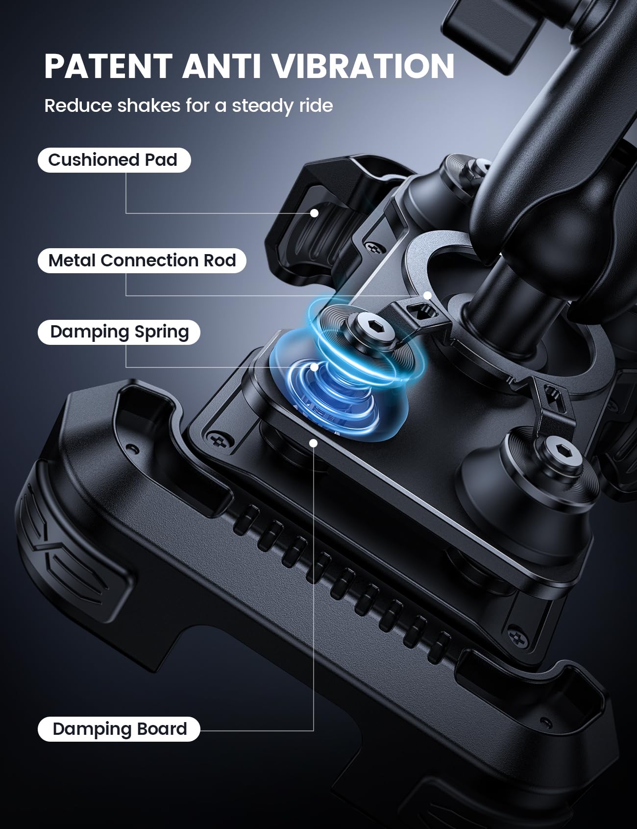 Lamicall Motorcycle Phone Mount Holder - [Dual Vibration Dampener] [720° Adjustment Arm] Motorcycle Cell Phone Holder, Bike Handlebar Phone Mount for iPhone 17 Pro/Air/16/15/14 Pro Max, 4.7-6.7" Phone - Available at All In One Marketplace Canada