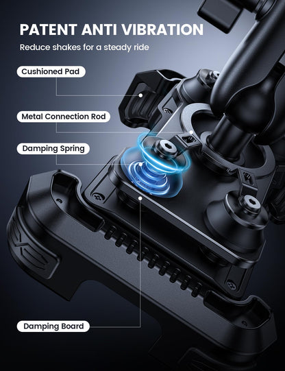 Lamicall Motorcycle Phone Mount Holder - [Dual Vibration Dampener] [720° Adjustment Arm] Motorcycle Cell Phone Holder, Bike Handlebar Phone Mount for iPhone 17 Pro/Air/16/15/14 Pro Max, 4.7-6.7" Phone - Available at All In One Marketplace Canada