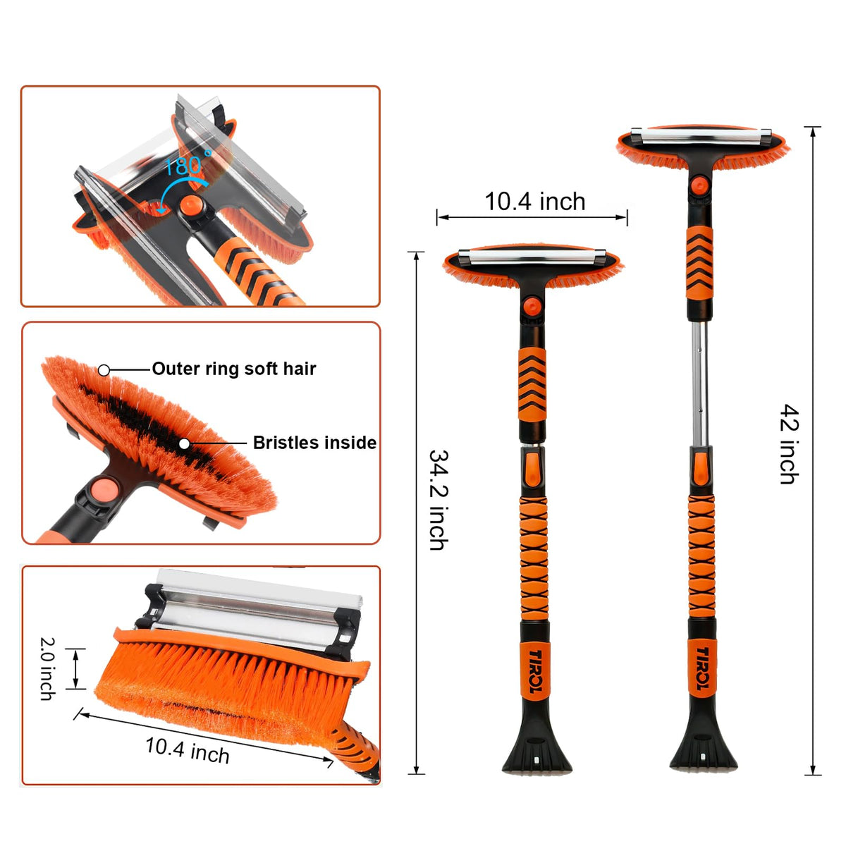 Tirol 42'' Snow Brush & Snow Shovel Kit for Car SUVs Truck Auto Extendable 🍁 All In One Marketplace Canada