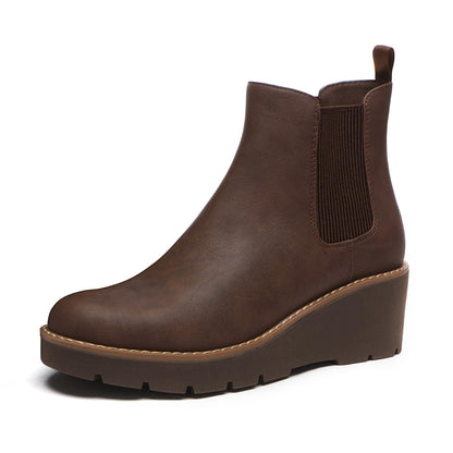 Athlefit Women's Platform Wedge Chelsea Ankle Boots Brown Size 7 🍁 All In One Marketplace Canada
