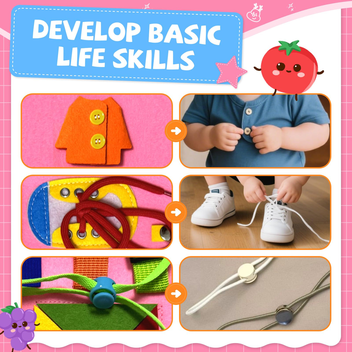 Montessori Activity Busy Book for Toddler - 1 2 3 4 5 Years Old Activity Busy Board Toy, Sensory Board Toy Educational Activities for Fine Motor Skills Learning, Travel Toys for Airplane Car Christmas 🍁 All In One Marketplace Canada