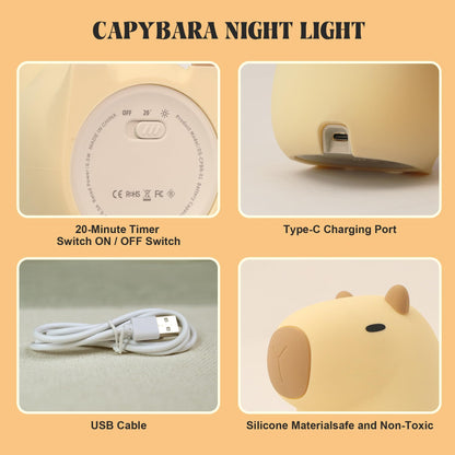 YuanDian Capybara Night Light - Adorable Gift for Women, Teen. Decorate Bedroom with Cute Silicone Capybara Nightlights Christmas for Girls and Boys 🍁 All In One Marketplace Canada