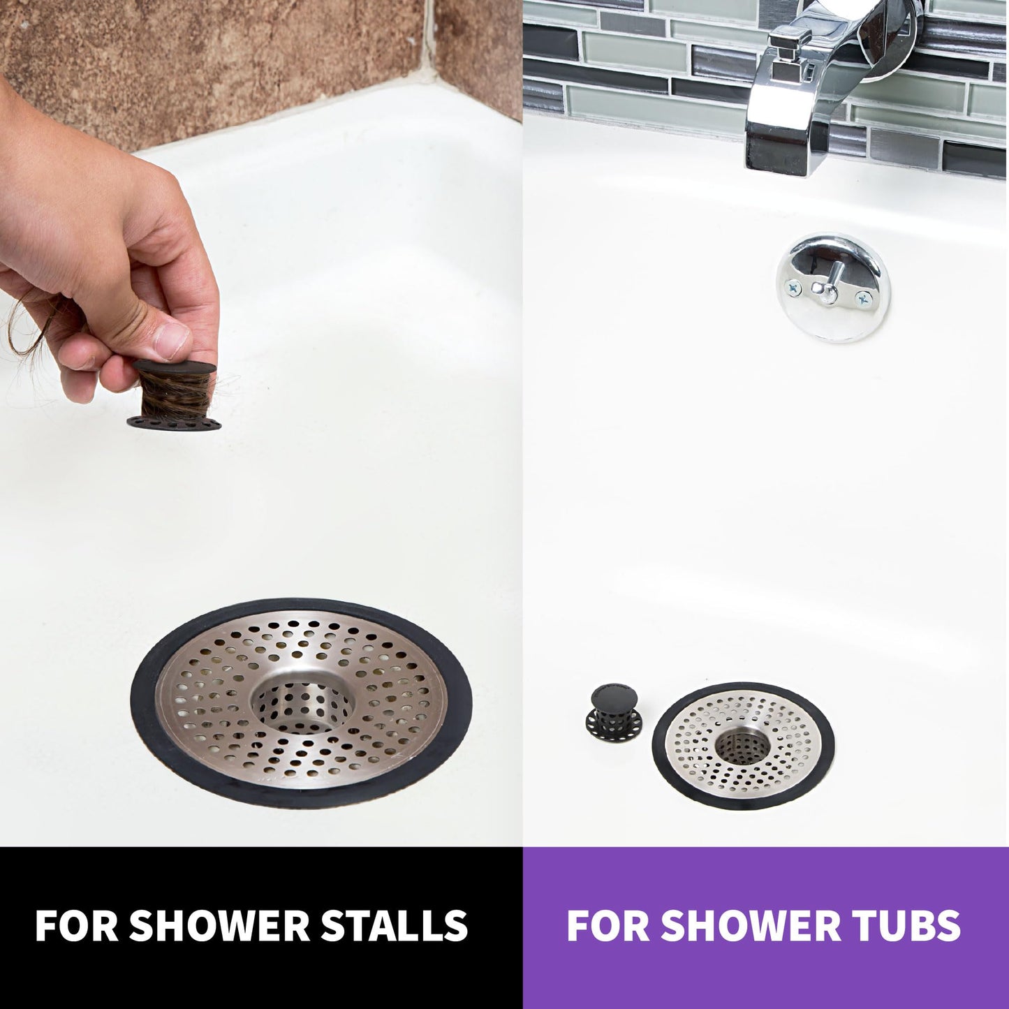 ShowerShroom SHSULT755 Ultra Revolutionary Shower Hair Catcher Drain Protector, Stainless - Available at All In One Marketplace Canada
