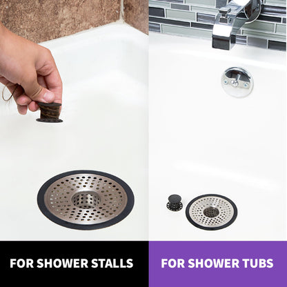 ShowerShroom SHSULT755 Ultra Revolutionary Shower Hair Catcher Drain Protector, Stainless - Available at All In One Marketplace Canada