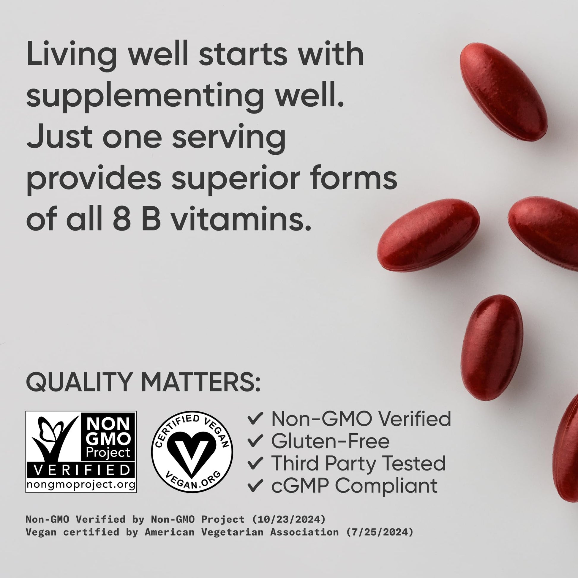 Sports Research® Vitamin B-Complex - Full Spectrum of B Vitamins with Methylated B12 & Folate - Gluten Free · Plant-Based · Non-GMO · Vegan-Friendly Formula - 120 Veggie Softgels - Available at All In One Marketplace Canada
