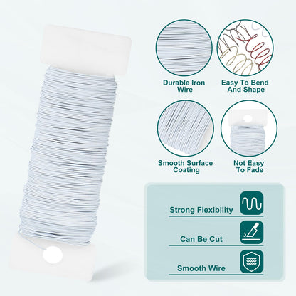 PATIKIL 24 Gauge Floral Flexible Paddle Wire, 38 Yard (115 Feet) Florist Wreath Wire for DIY Crafts Christmas Garland Flower Arrangement, White 🍁 All In One Marketplace Canada