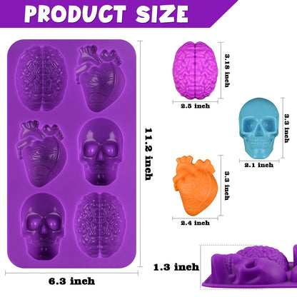 Sakolla Skull Brain and Heart Silicone Mold, 2 Pack Halloween Baking Molds for Make Human Organs shape Cake, Chocolate, Gelatin, Jelly, Soap and Resin 🍁 All In One Marketplace Canada