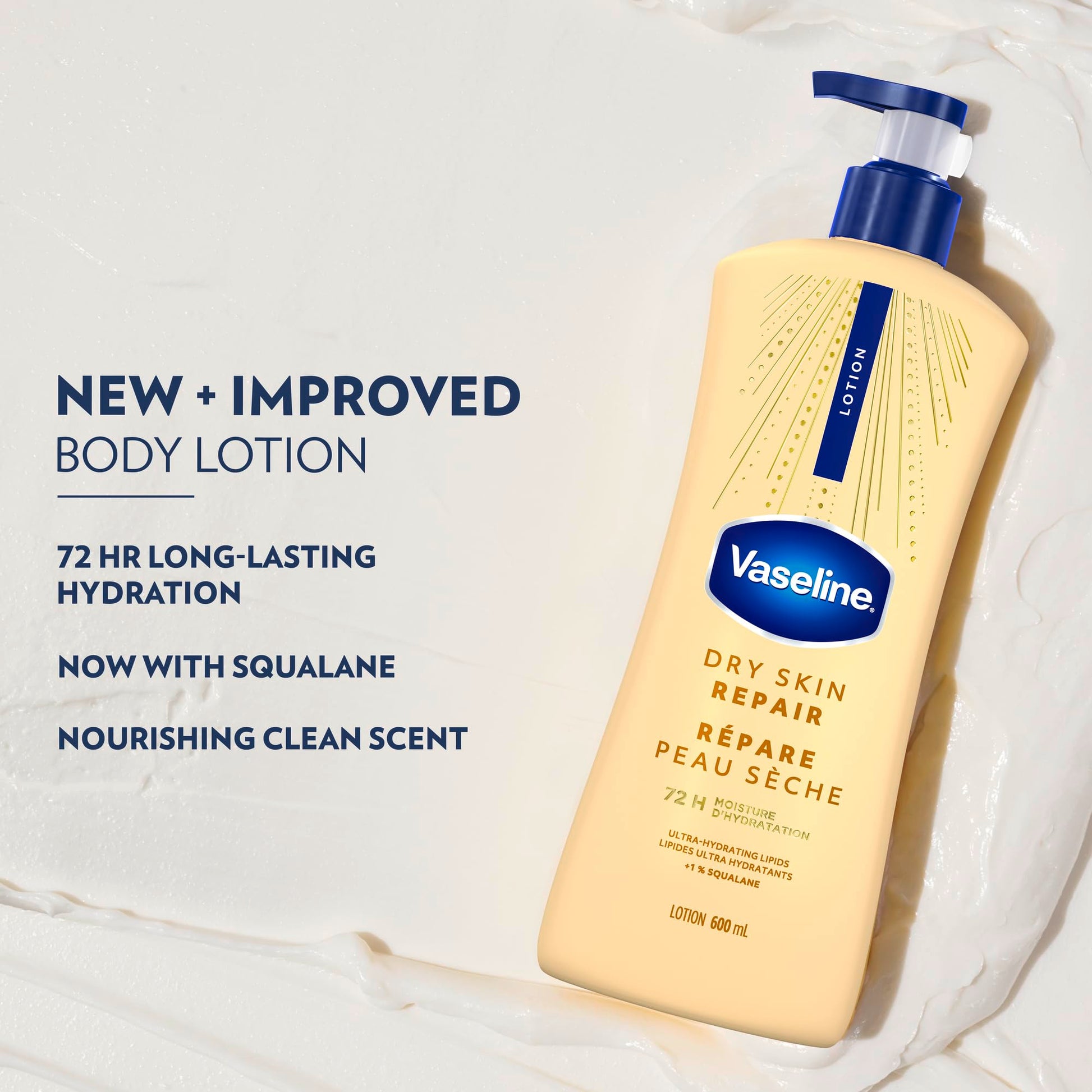 Vaseline Dry Skin Repair Lotion Ultra-Hydrating 72H Moisture, 600mL, 4-Pack Vaseline