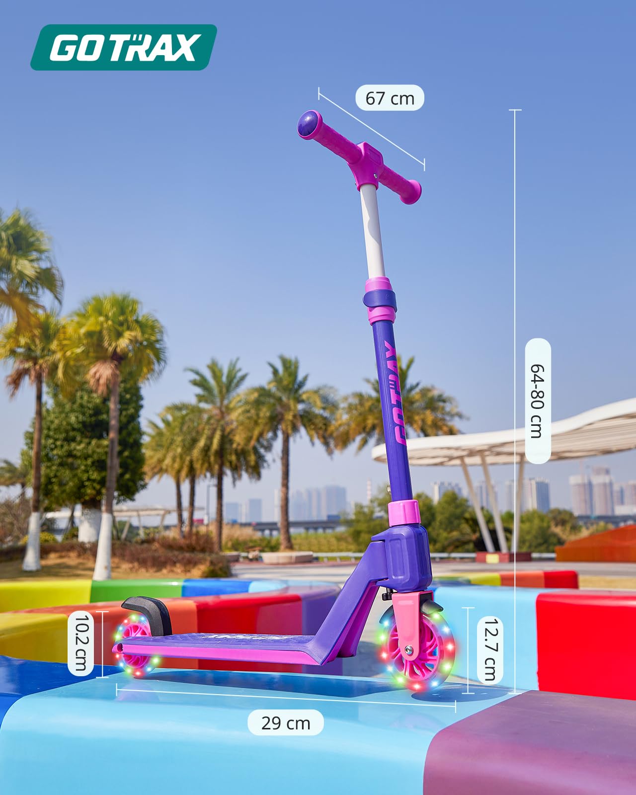 Gotrax K03 Kick Scooter for Kids, 5" LED Lighted Wheels and Adjustable Handlebars, Lightweight Design and Anti-Slip Deck, Max Load 110 Lbs, Kids Scooter for Boys & Girls Ages 3+ - Available at All In One Marketplace Canada
