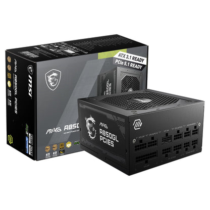 MSI MAG A850GL PCIE5, Fully Modular Compact Gaming 850W Power Supply, 80+ Gold, ATX 3.1 & PCIe 5.1 Ready, Native Dual-Color 12V-2x6 Cable, 10 Year Warranty 🍁 All In One Marketplace Canada