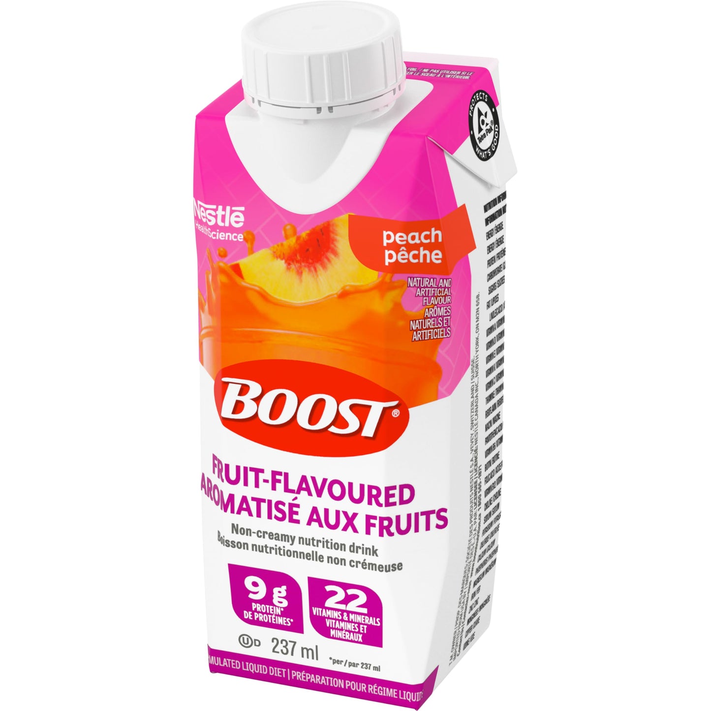 BOOST Peach Flavoured Complete Nutrition Drink, 24 Pack (237 mL Each)