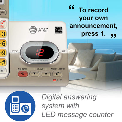 AT&T EL52203 2-Handsets Cordless Phone System with Answering System, Caller ID/Call Waiting - DECT 6.0 - Upto 14 Minutes Recording Time