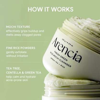Arencia Green Rice Mochi Face Cleanser 120g - Available at All In One Marketplace Canada