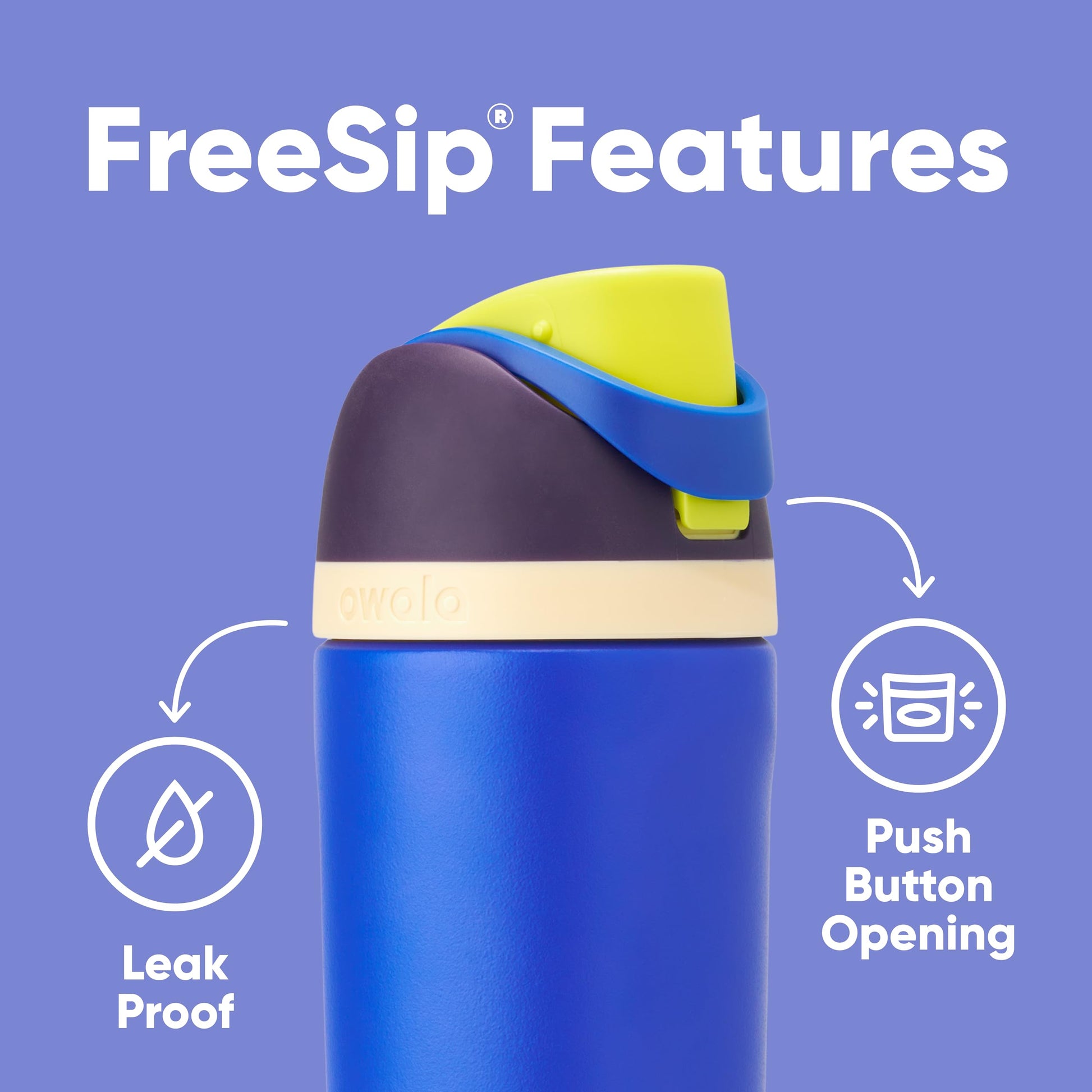 Owala Kids FreeSip Insulated Stainless Steel Water Bottle with Straw, BPA-Free Sports Water Bottle, Great for Travel, 16 oz, Celestial Sphere