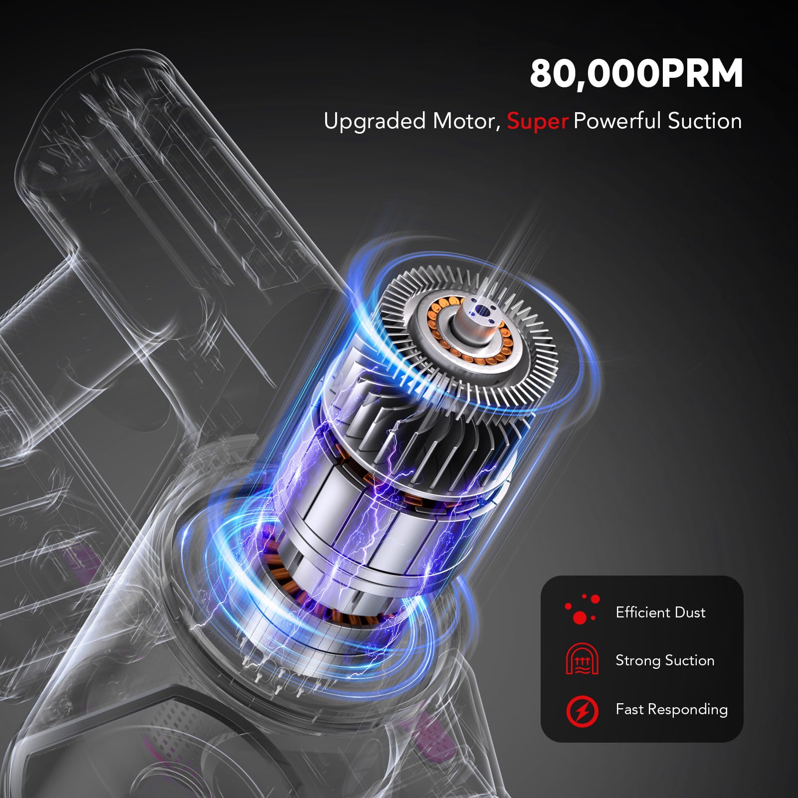Cordless Vacuum Cleaner, 80,000PRM Stick Vacuum with 2 Powerful Suction Modes, Max 40 Mins Runtime, Protable 2600mAh Rechargeable Battery Vacuum Cleaner for Home (Pale Red) - Available at All In One Marketplace Canada