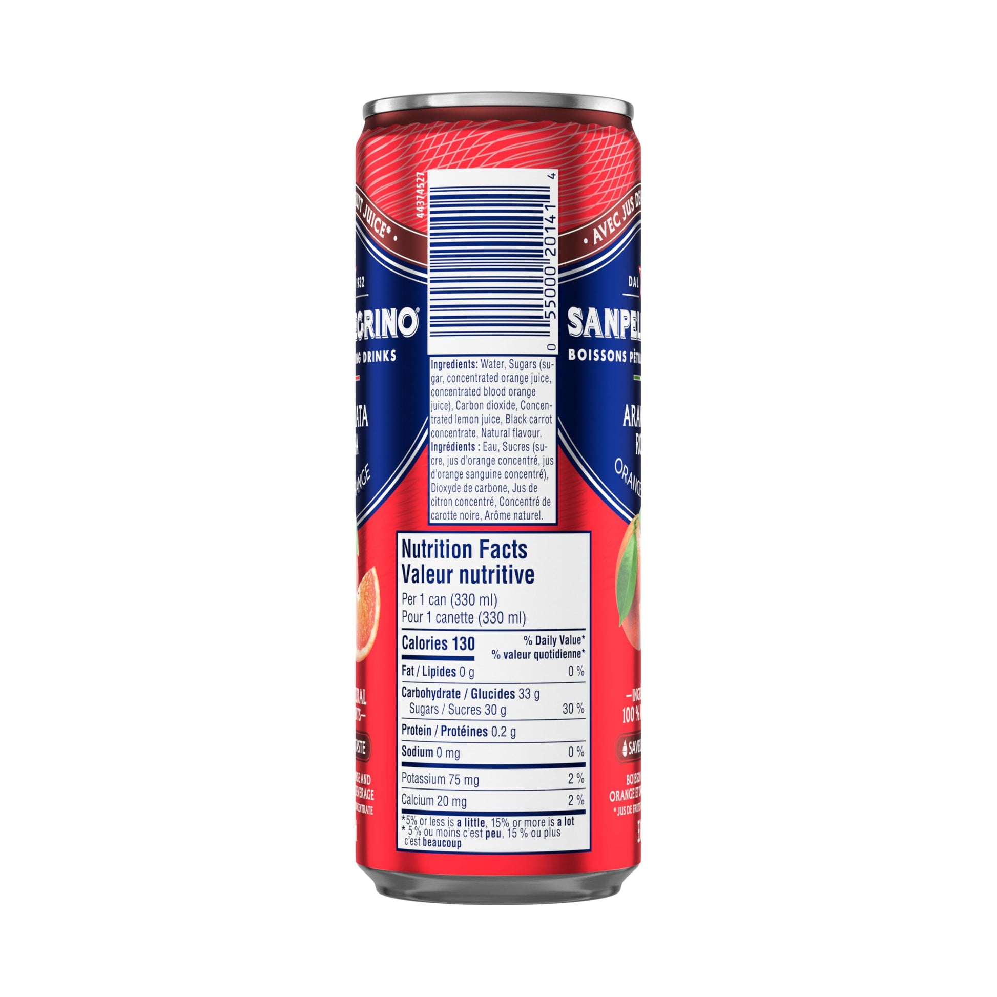 San Pellegrino Naturali Aranciata Rossa Blood Orange Sparkling Beverage, 330 mL Cans (24-Pack)
