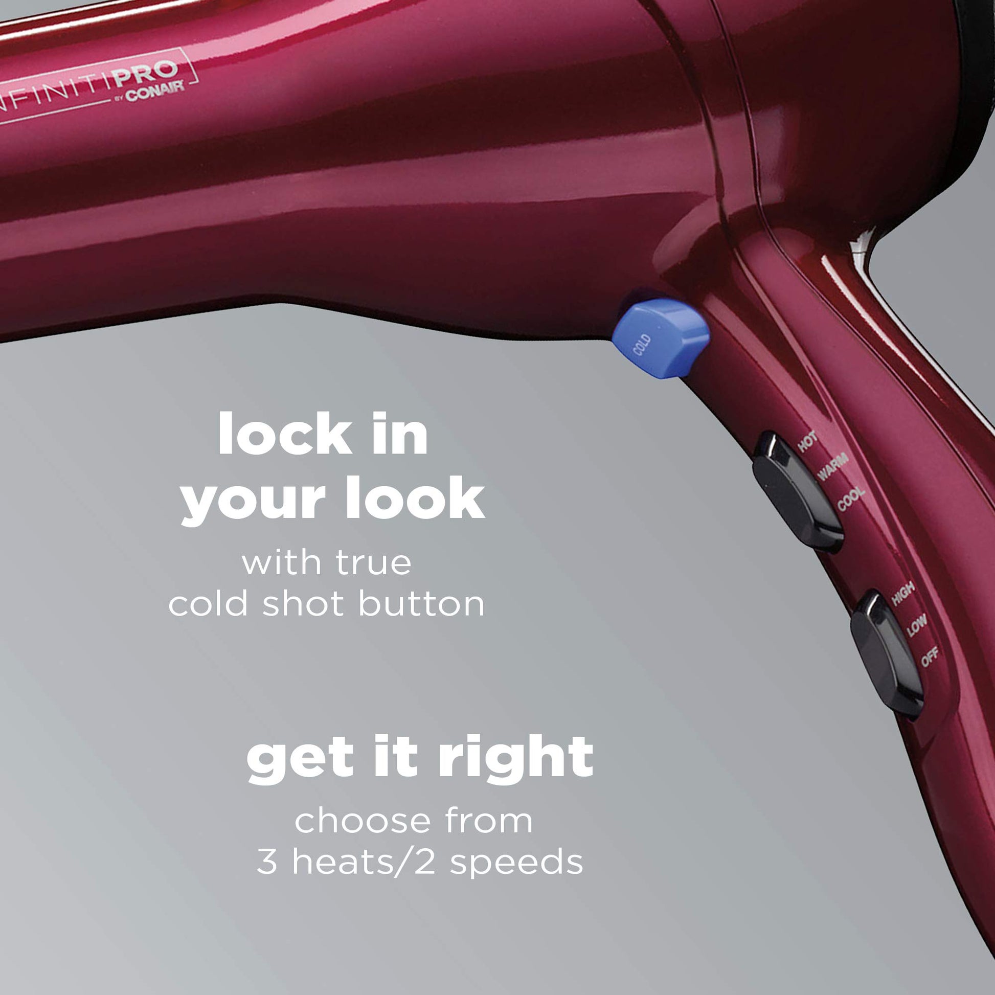 INFINITIPRO BY CONAIR 1875 Watt Salon Performance AC Motor Styling Tool/Hair Dryer, Burgundy Blow Dryer Conair