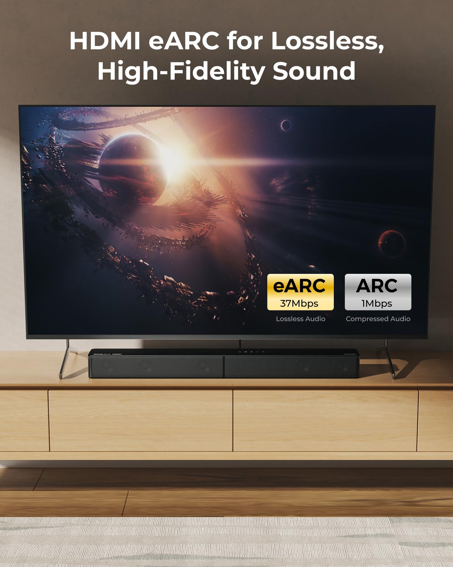 ULTIMEA 5.1ch Soundbar with Dolby Atmos, Sound Bar with Subwoofer for Smart TV, Home Theater Surround Sound System for TV, 300W, Adjustable Bass Boost, App, Bluetooth 5.4, Poseidon M60 (2025 Model)