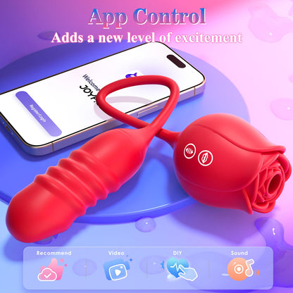 Neworld Sex Toys Rose Vibrator with 9 Sucking & Thrusting Dildo Vibrators